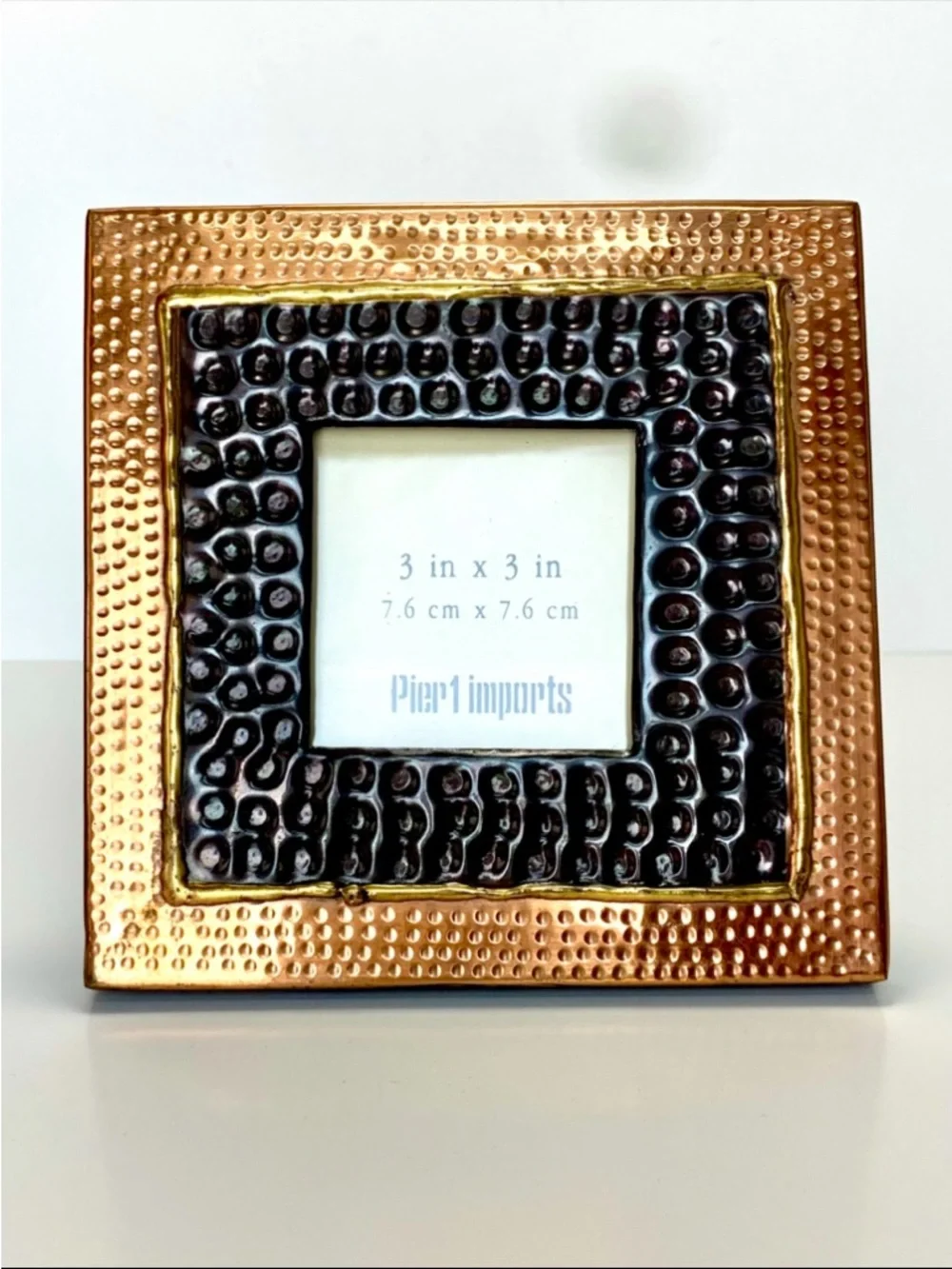 Decorative PIER 1 Hammered Copper, Bronze & Gold 3X3 Square Picture Frame